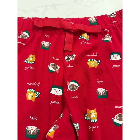 Lands' End Red Cat Pajama Pants Women’s Large Holiday Lounge Sleepwear NWOT - Picture 5 of 6